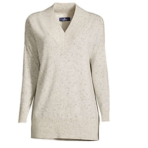 Women's Cashmere Oversized V-Neck Tunic Sweater - Picture 1 of 5